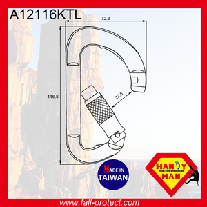 Twist Lock Hook Aluminum Outdoor Sport 25KN D Type Rock Climbing Carabiner - Product Image 3