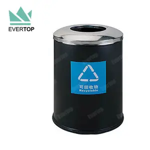 Metal Trash Bin DB-34P Dome Open Top Office Medical Recycle Big Trash Bin Can Indoor Waste Bin Dome Top Lid Industrial Dustbin Metal Garbage Bin