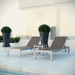 Hôtel Resort plage côté fronde siège chaise de piscine en aluminium inclinable extérieur chaise réglable chaise de plage en plastique bois chaise longue