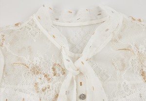Camicetta Vintage da Donna con Ricamo Floreale in Pizzo, Maniche Lunghe e Colletto a O, <span class=keywords><strong>Top</strong></span> da <span class=keywords><strong>Ufficio</strong></span> per la Stagione Primaverile - Product Image 3