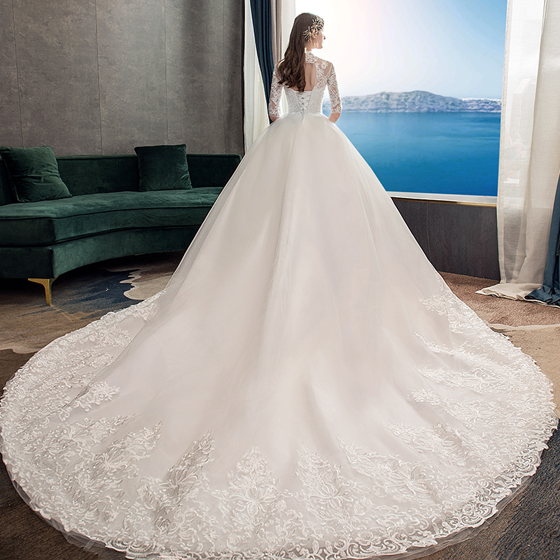vintage lace 3 4 sleeve wedding dress Sheer 3/4 Sleeves Designer Lace Vintage Short Bridal Dress