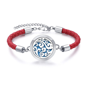 パーソナライズされたステンレス鋼磁気アロマセラピーエッセンシャルオイルレザーブレスレット香水ディフューザーロケット - Product Image 2