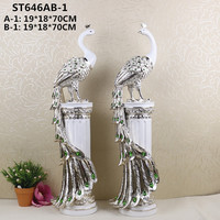 Statue oiseau paon personnalisé en résine, taille de la vie artisanale, accessoires de décoration d'intérieur