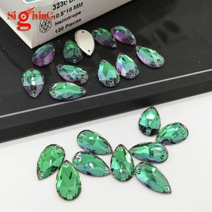 Di alta qualità magico verde eliotropio cucire su pietre a goccia gemme sciolte K9 strass a dorso piatto per body abiti da ballo latino - Product Image 2