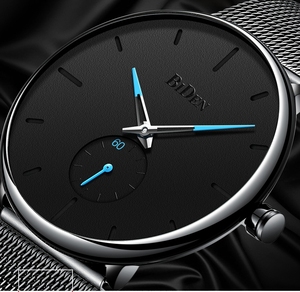 Montres à quartz BIDEN, <span class=keywords><strong>mouvement</strong></span> <span class=keywords><strong>japonais</strong></span>, <span class=keywords><strong>montre</strong></span> pour homme, bracelet en acier inoxydable noir, montres-bracelets de style business, horloge 0124 - Product Image 4