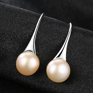 Earrings For Women CZCITY White Gold Plated Earring Hooks Beautiful 925 Silver Natural Pearl Stud Earring For Women