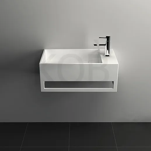 Évier de salle de bains de vanité de bâti d'utilisation d'hôtel de 500mm, évier de fantaisie mat blanc