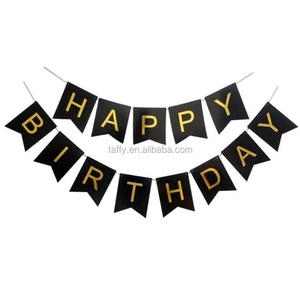 Décorations de fête d'<span class=keywords><strong>anniversaire</strong></span> pour enfants, 1 ensemble, en papier rose, blanc et <span class=keywords><strong>bleu</strong></span>, feuille d'or, <span class=keywords><strong>banderole</strong></span> de lettres, pour garçon et fille - Product Image 3