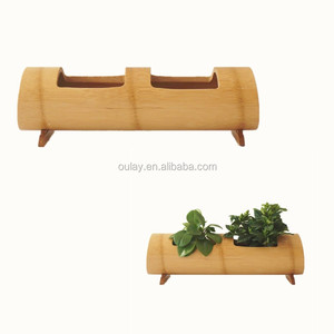 Macetas Decorativas de Bambú para Hogar, Hotel, Restaurante y Jardín, Soportes para Macetas <span class=keywords><strong>con</strong></span> Dos Orificios Rectangulares - Product Image 1