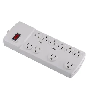 J110093 14 AWG Heavy Duty Surge Power Cord 10 outl Power Strip with USB Charge, With Transformer space