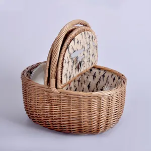 Cheap Handmade Custom Wicker Crafts Storage Baskets Handles Picnic Baskets Fruit Baskets