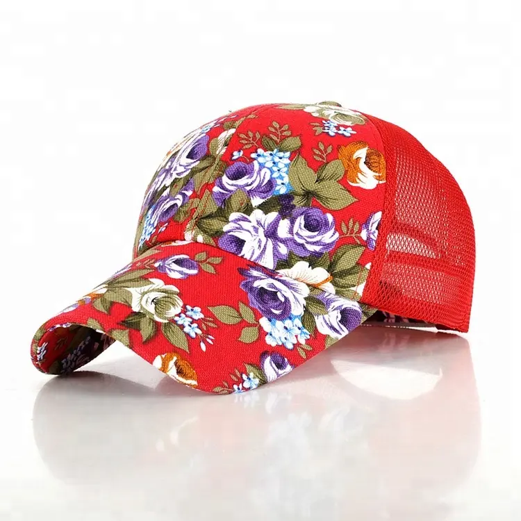 Women flower baseball cap floral mesh trucker hats