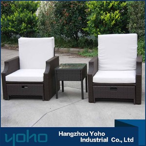 Conjunto <span class=keywords><strong>Bistro</strong></span> reclinable muebles de mimbre sillas con mesa y dos Taburetes - Product Image 1
