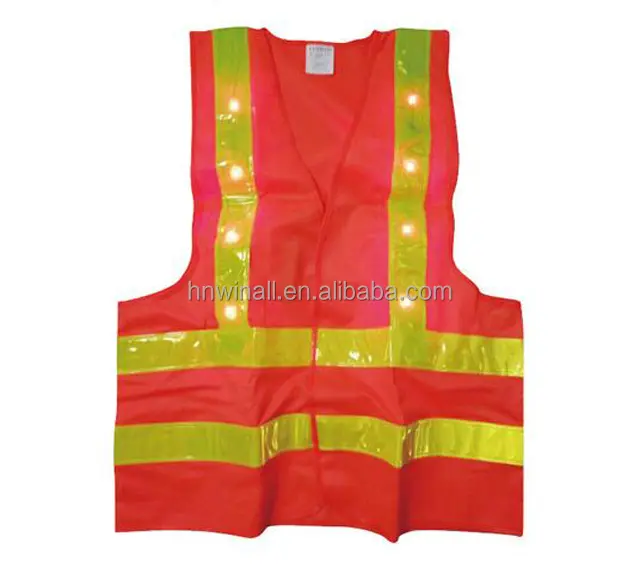 Polyester LED light construction safety vest flashing reflective jacket