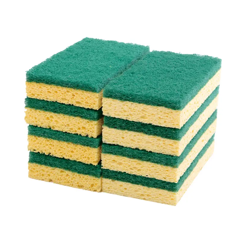 HD natural cellulose kitchen clean sponge with abrasive scouring pad