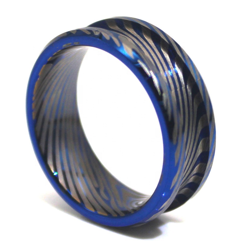 Изготовленные на заказ Пустые Кольца из дамасской стали 8 мм с узором из карбида вольфрама заготовки для инкрустации 2019