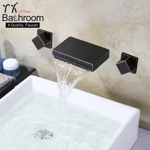 Hai Xử Lý Brass Phòng Tắm Nickel Brushed Đen Basin Vòi Bồn Tắm Thác Lưu Vực Vòi Tap Vuông Basin Mixer Vòi