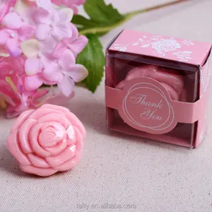 Pas cher douche nuptiale anniversaire faveur retour porte cadeau cadeaux de faveur de noce invité souvenir bomboniere rose parfumée savon de bain