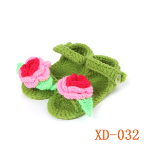 Zapatos de Bebé Del ganchillo Rosa Rosa <span class=keywords><strong>Crema</strong></span> de Flor Zapatos de Bebé Recién Nacido de la sandalia - Product Image 3