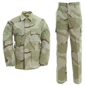 A granel uniformes militares 3 colores desierto camuflaje bdu militar vestido de batalla del ejército camisas y pantalones