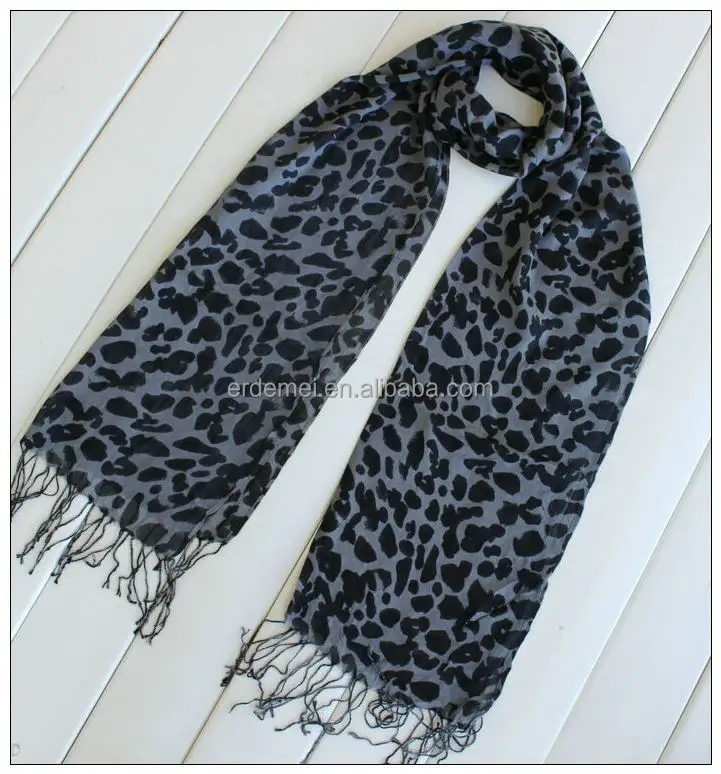 Lenço leopardo estampado 100% lã viscose pashmina