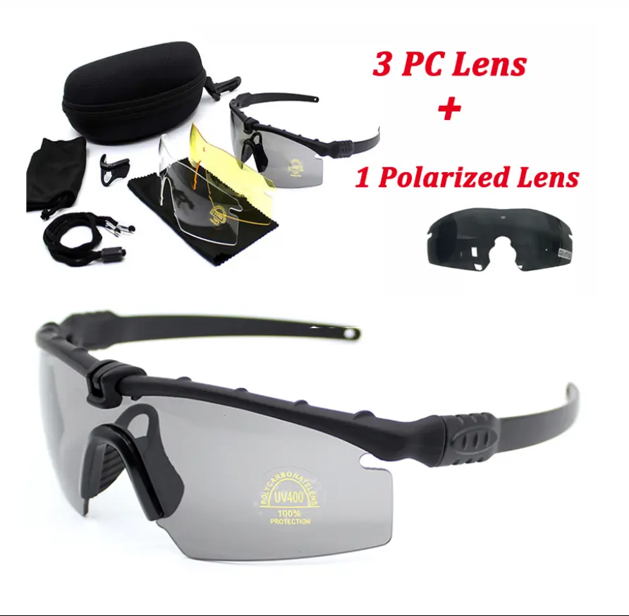 Kacamata Terpolarisasi Taktis 3 Lensa Kacamata Bersepeda Luar Ruangan Eyeshield Menembak Pria
