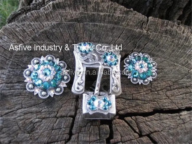 Wholesale rhinstone belt buckle matching with conchos