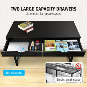 Escritorio para Computadora Dingxin, Moderno y Elegante, Mesa de Estudio para Oficina <span class=keywords><strong>en</strong></span> Casa de 47 Pulgadas, Estación de Trabajo con 2 Cajones, Negro - Product Image 5