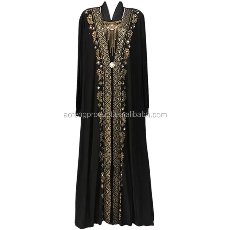 Islamico delle donne di usura nuovo modello abaya in dubai con il diamante 2018 popolare in magazzino musulmano poliestere kimono dubai abaya