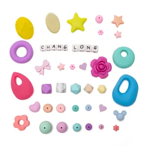 Pearl Necklaces Designs Colorful Silicone Beads For Teething Baby