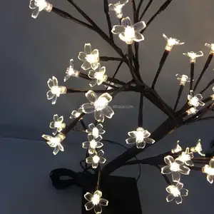 2FT LED شجرة بونساي شجرة ليلة ضوء الاصطناعي الكرز زهر ساكورا زهرة قاعدة معدنية عيد الميلاد الزفاف عطلة مهرجان ديكور