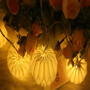 Ấm trắng LED Đèn lồng tròn Pin hoạt động Cổ Tích giáng sinh Vòng hoa ánh sáng cho đám cưới trang trí nhà lấy cảm hứng từ Giấy origami - Product Image 4