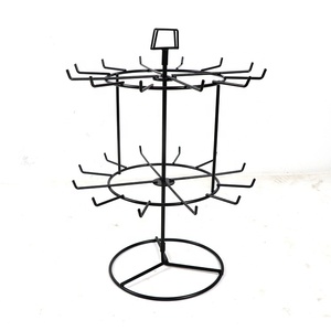 2 lớp Màu Đen Kim Loại Countertop Trang Sức Xoay Hiển Thị Đứng Bông Tai Và Vòng Cổ Hiển Thị Đứng Giá - Product Image 2