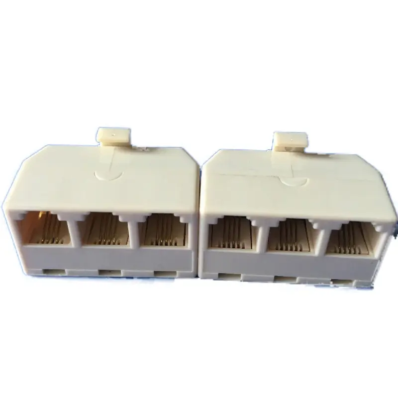 high quality telephone extension splitter adapter rj11 rj12 three ports 6Pin splitter telephone cable