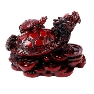 Tortue de dragon chinois de 3 pouces Feng Shui Décoration de la maison Motif <span class=keywords><strong>animal</strong></span> en résine - Product Image 2