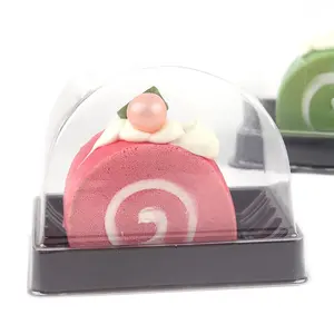 热销一次性圆顶塑料瑞士卷糕点蛋糕盒包装/蛋糕容器
