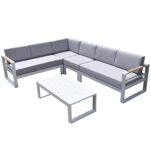 JK3070 de lujo sofá seccional de aluminio al aire libre sofá conjunto juego de salón Muebles de Jardín redondo sofá
