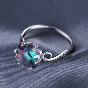 Fire Mystic Topaz Ring Jewelry Ring Rainbow 925 Sterling Silver Solid Jewelry Palace 3.2ct Anillos <span class=keywords><strong>de</strong></span> piedras preciosas Zircon Claw Setting - Product Image 4
