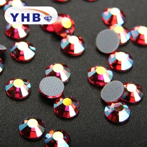 YHB Kristall Top Qualität glänzend Rose AB Farbe Hot Fix DMC Strass steine mit starkem Kleber ücken für Kleidungs stück