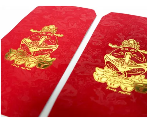 Sobres rojos Año Nuevo Chino 2024 terciopelo personalizado laminado CNY dinero de la suerte sobre sello caliente paquete rojo