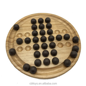 Wooden <strong>Board</strong> Game Puzzle Brain Teaser Round <strong>Solitaire</strong> <strong>Board</strong> for Kids CBL1049 - Product Image 2