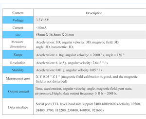 HWT901B AHRS boussole électronique numérique accéléromètre triaxial Gyroscope capteur d'angle Vibration pression d'air détection d'altitude - Product Image 4
