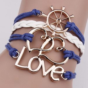 H-014 amor corazón pulsera marinero compás <span class=keywords><strong>cuerda</strong></span> náutica - Product Image 1