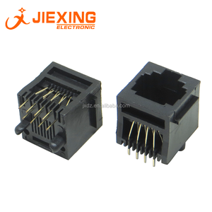 5288 <span class=keywords><strong>RJ45</strong></span> 8P8C <span class=keywords><strong>180</strong></span> Graus de Plástico Preto do Soquete Conector de Rede 52-8P8C