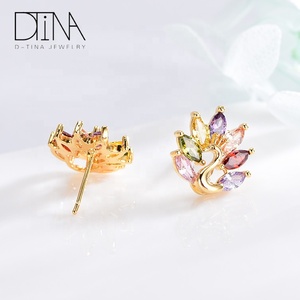 Set di Gioielli DTINA a Tema Pavone, Collana Economica in Rame e <span class=keywords><strong>Orecchini</strong></span> a Perno per Sposa e Festa di Matrimonio - Product Image 4