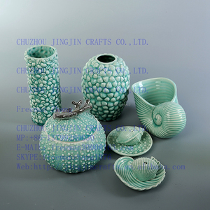 forma de concha de mar mar serie blanco, amarillo, color sólido azul esmaltado 2016 superventas de porcelana titular de la vela - Product Image 3