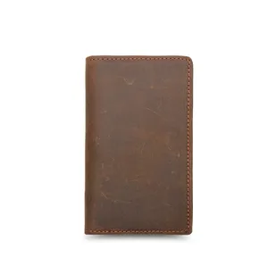 Dreamtop DTE481 棕色疯马皮革信用卡钱包定制品牌名称复古男士旅行钱包