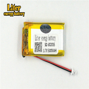 Plug 1.0-2 P 3.7 V 602035 mah 500 lithium polymer lipo rechargeable battery li ion Solar lithium battery with PCM - Product Image 2