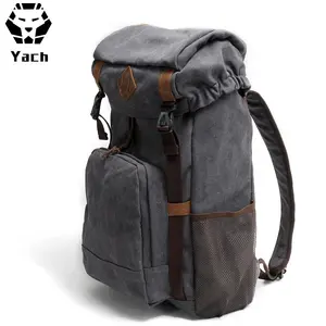 Outdoor Canvas vintage waterproof 50L daypack hiking camping Convertible Shoulder backpack rucksack