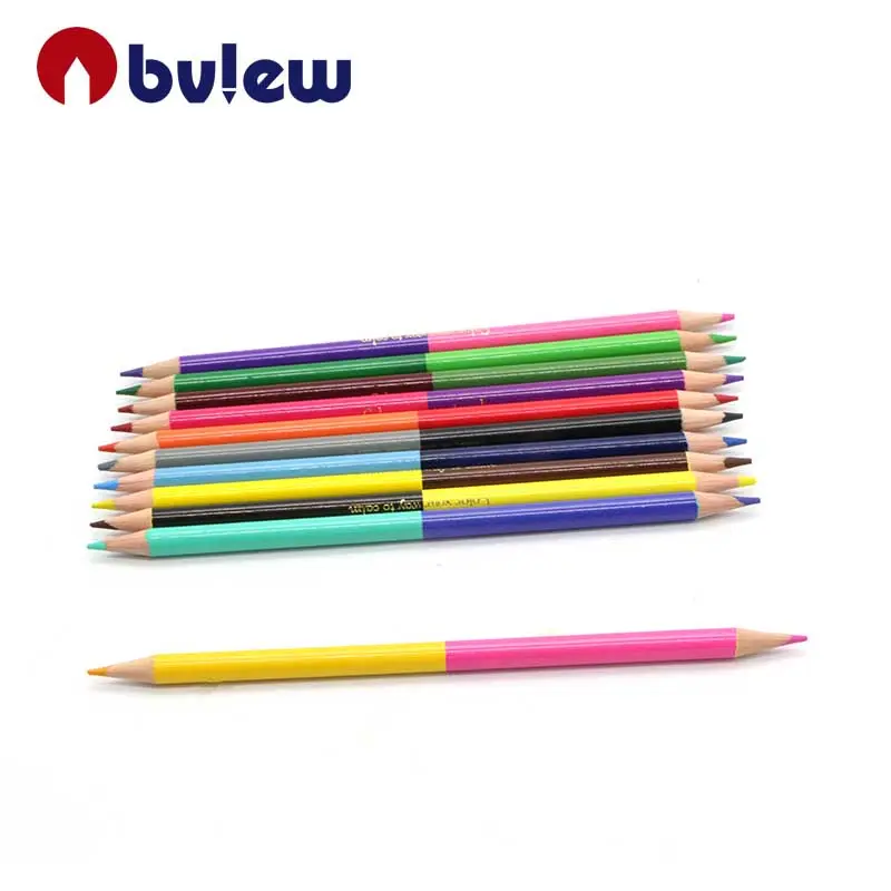 Hot menjual 12 warna dua tips pensil warna dalam kotak timah